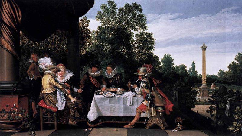 Esaias Van de Velde Merry company banqueting on a terrace china oil painting image
